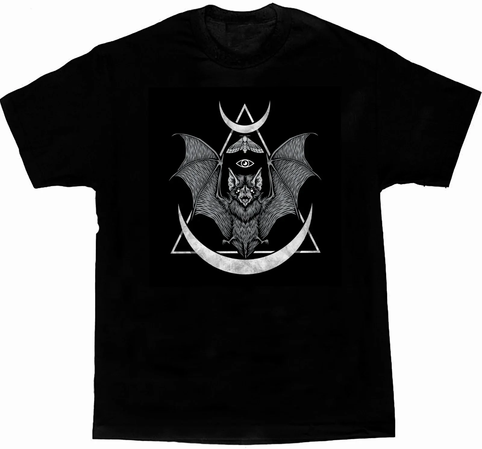 Novel Occult Bat Witchcraft Symbols Mens T Shirt. High Quality Cotton, Loose, Large Sizes, Breathable Top, Casual T-shirt S-3XL