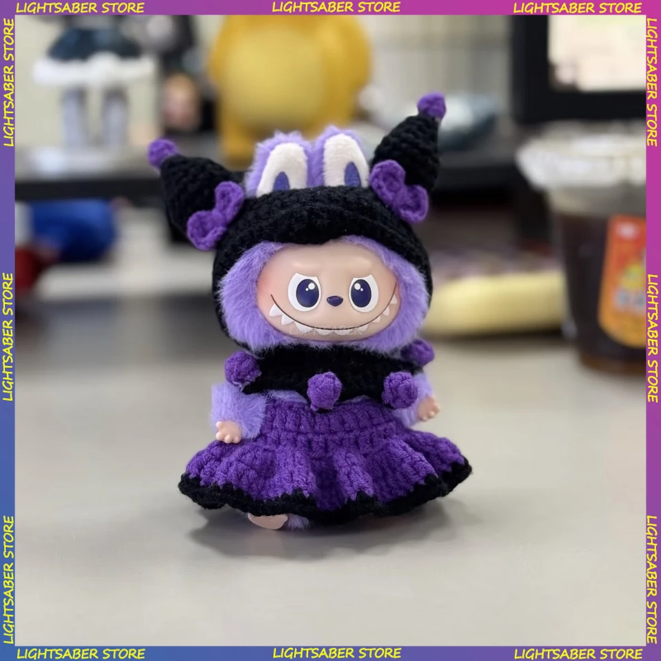 

Одежда для Labubu 4,0, милый головной убор ручной работы Kuromi, цельный комплект платьев, мини-плюшевая кукла, одежда, модные аксессуары для кукол, подарок