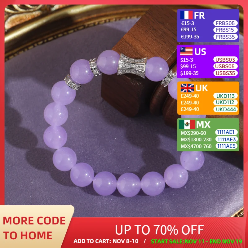 خمر الجمشت البنفسجي مطرز أساور للنساء الفاخرة الحجر الطبيعي مجوهرات صيفية امرأة اكسسوارات مرونة هدية 2025 #1