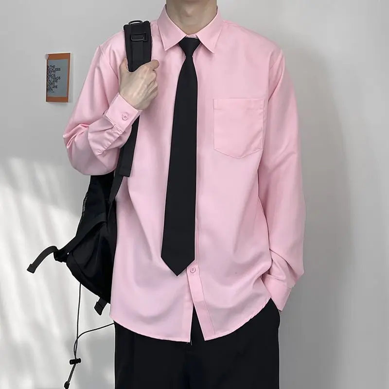 Men College Style Shirt Unique Handsome Spring Fall Class Uniform Grad Top