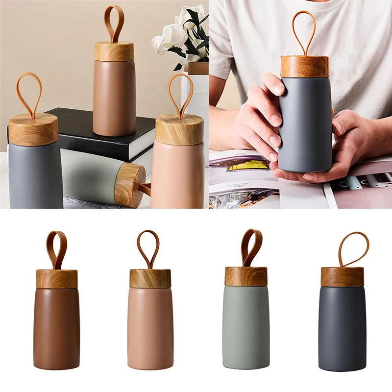 Nordic Style Insulated Coffee Cup 304 Stainless Steel Wood Grain  Mug Thermos Portable Travel Water Bottle Tea Mug Thermocup