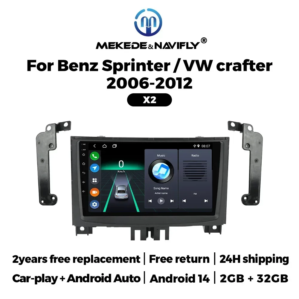 

For Benz Sprinter VW Crafter 06-16 Carplay AUTO Android 14 Car Radio 2 Din Multimedia Video Player GPS Navigation Wifi Head Unit