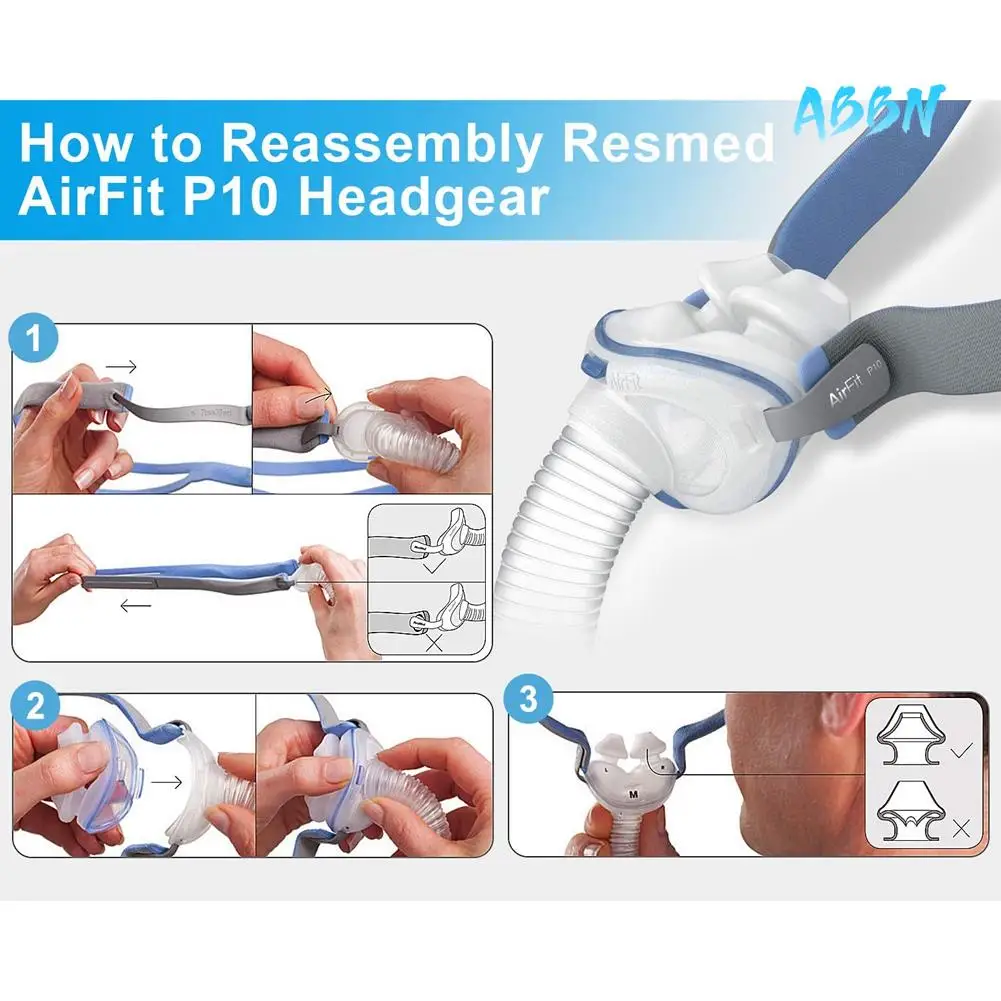 

ABBN-5 шт. головной убор для Resmed Airfit P10, подушка для носа, маска, ремни в комплекте, 10 шт., регулировочные зажимы, 1 комплект