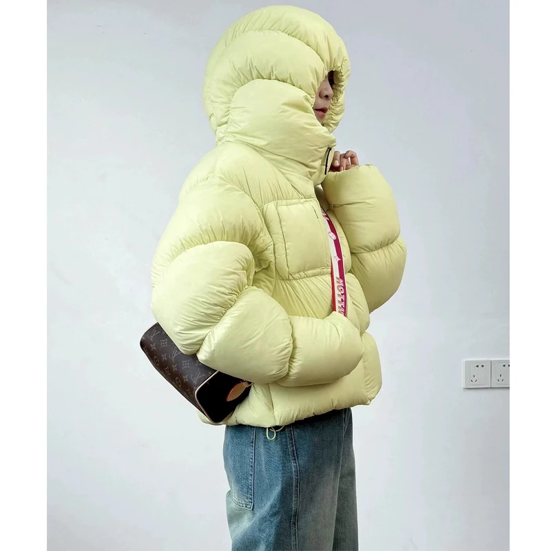 Women's Short Thickened down Jacket 2026 Puff Cloud Hooded Bud Hat Small New Jacket