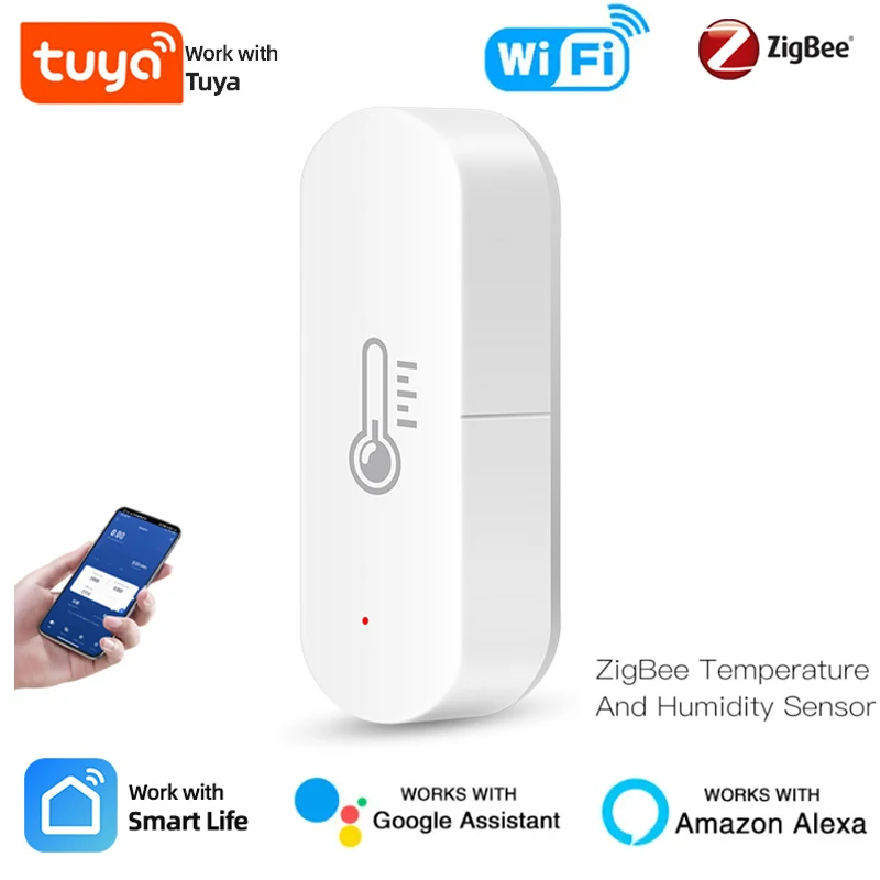 

Умный датчик температуры и влажности Tuya ZigBee с питанием от батареи, управление через приложение, термометр, гигрометр, контроллер для Alexa Google