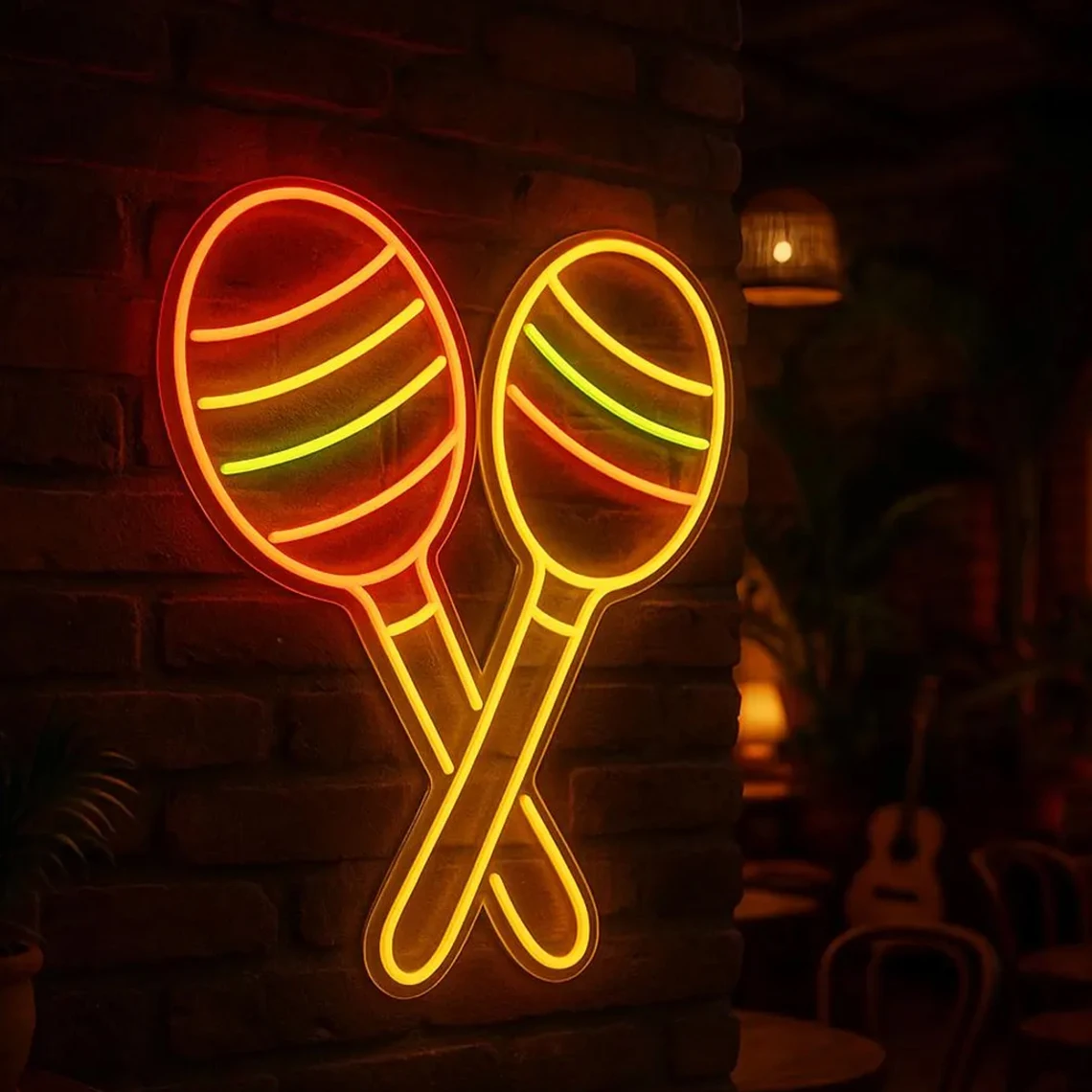 Maracas – panneau néon pour Ba - Musical Instrument Sign avis et prix