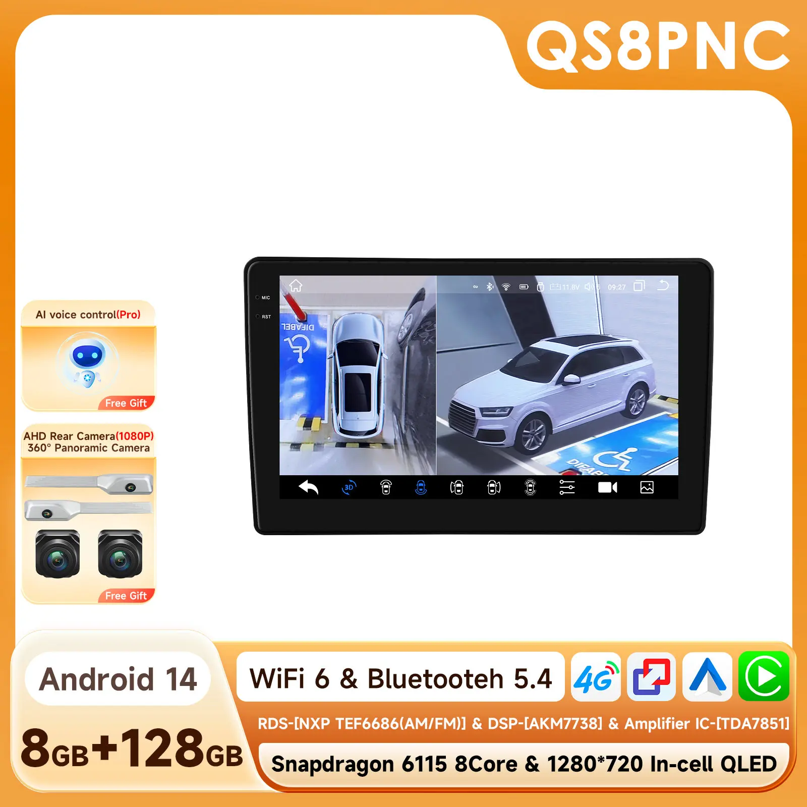 Android Autoradio-Player für Citroen Berlingo B9 Peugeot Partner 2008-2019 Kabelloses Carplay Auto-GPS Auto-Multimedia 6115 Bildschirm