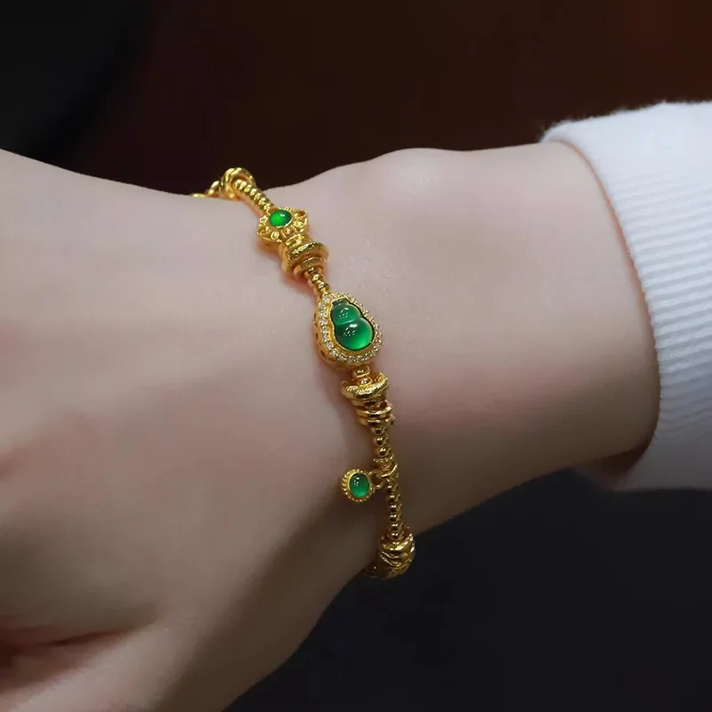 Fylia Jewelry   Ancient method color 9999 point bracelet for women to bring wealth and good luck 24K real  new bead string c