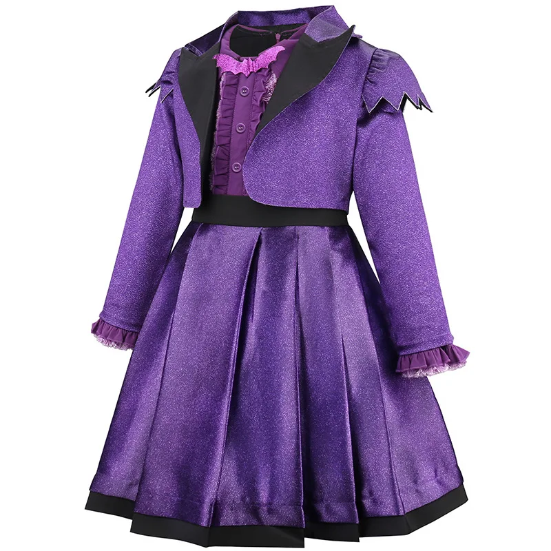 Teenage Vampire Purple Long Sleeves Princess Dress With Coat Halloween Costume Girl Vampire Cosplay Costume Carnival Party Set view 3