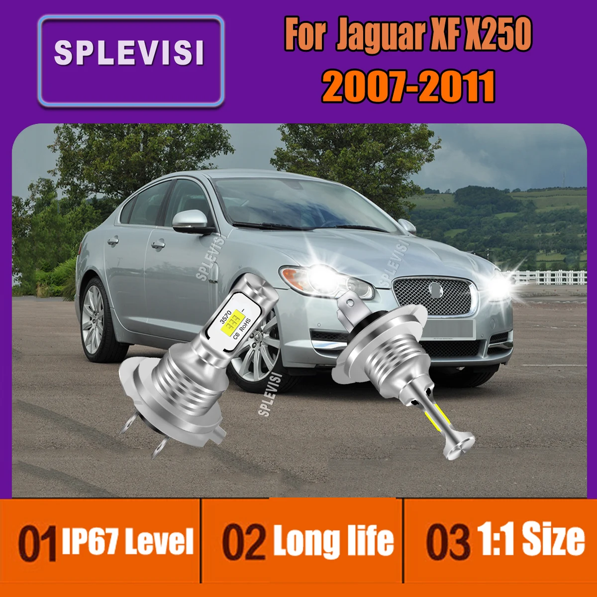 

H7 499 Car Headlight Bulbs Auto Light 12V Headlamp 70W/Pair 1:1 Size Perfect Fit For Jaguar XF X250 2007 2008 2009 2010 2011