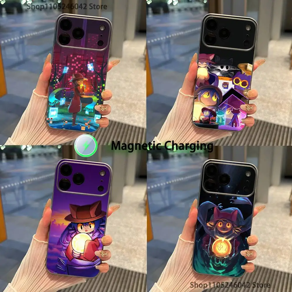 

O-Oneshot Niko Transparent gray Phone Case For iPhone 17,16,15,14,13,12,11,Pro,Max,Plus Magnetic Wireless Charging