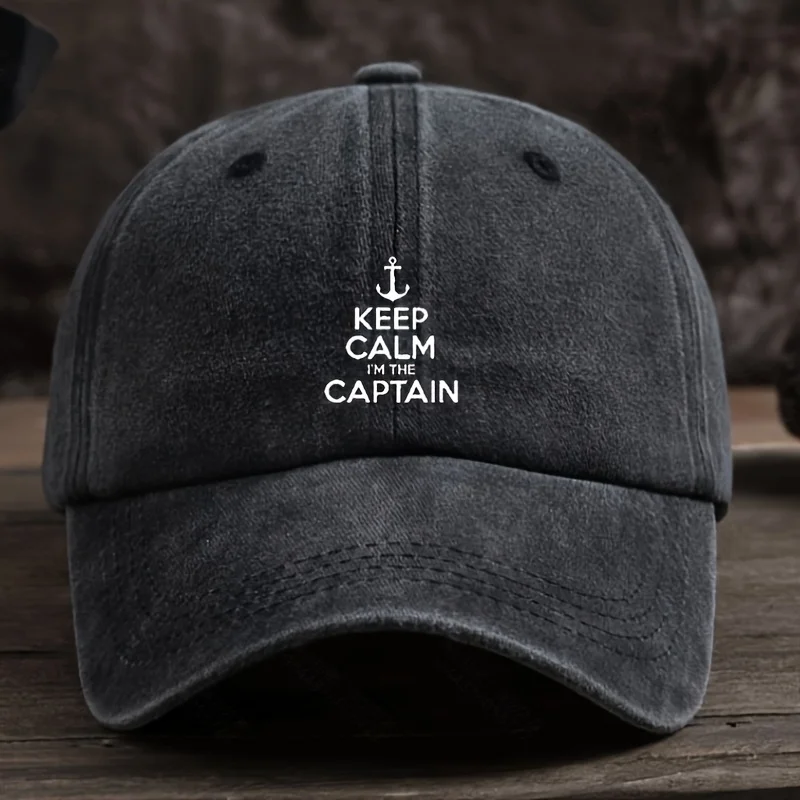 

Забавная бейсболка с принтом «Keep I'M The Captain» — регулируемая, дышащая, можно стирать в машине, черная с белой надписью, идеальная.
