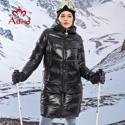 Astrid-Veste longue à capuche avec fermeture éclair pour femme, manteau chaud, style doux, de haute qualité, nouvelle collection hiver 2023