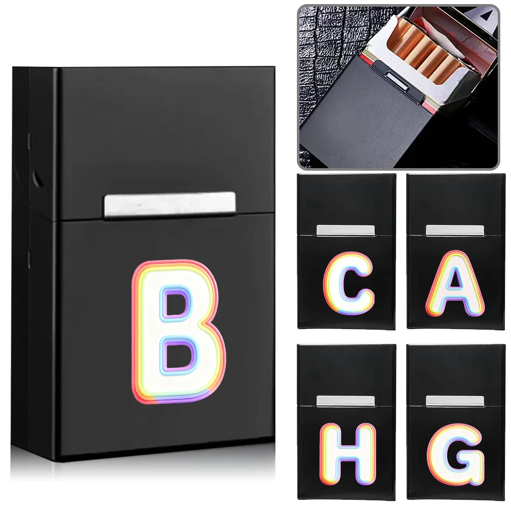 

New Metal Cigarette Storage Case Portable Cigar Organizer Box with Magnetic ALUMINUM SHELL Rainbow Flow Letter Pattern