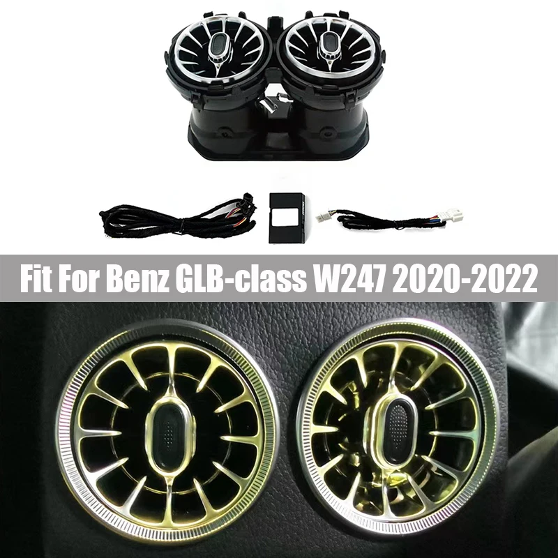 64 Color Colorful Luminous Rear Air Vent Fit for Mercedes Benz GLB Class W247 2020 2021 2022 No Programming Required