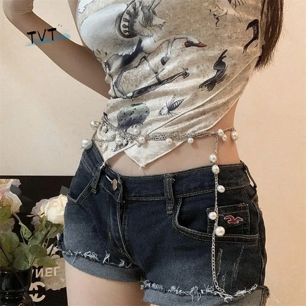 

Metal Bow Pearl Waist Chain Love Pendant Europe American Style Fresh Waist Chain Minority Design Korean Style