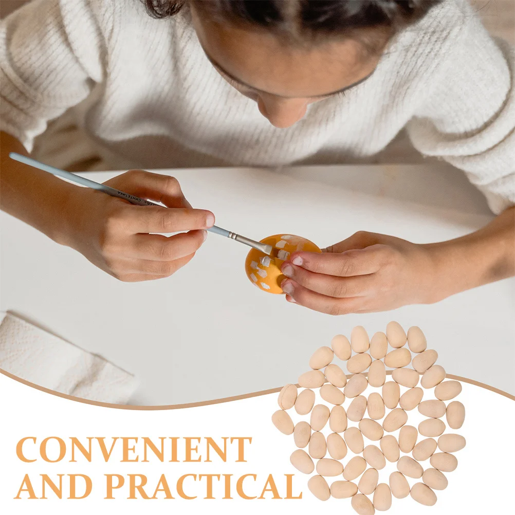 

200pcs Simulation Wooden Fake Chicken Eggs For Crafts Diy Wood Egg Decorations Unfinished Blank Party Decor Craft Supplies Fake