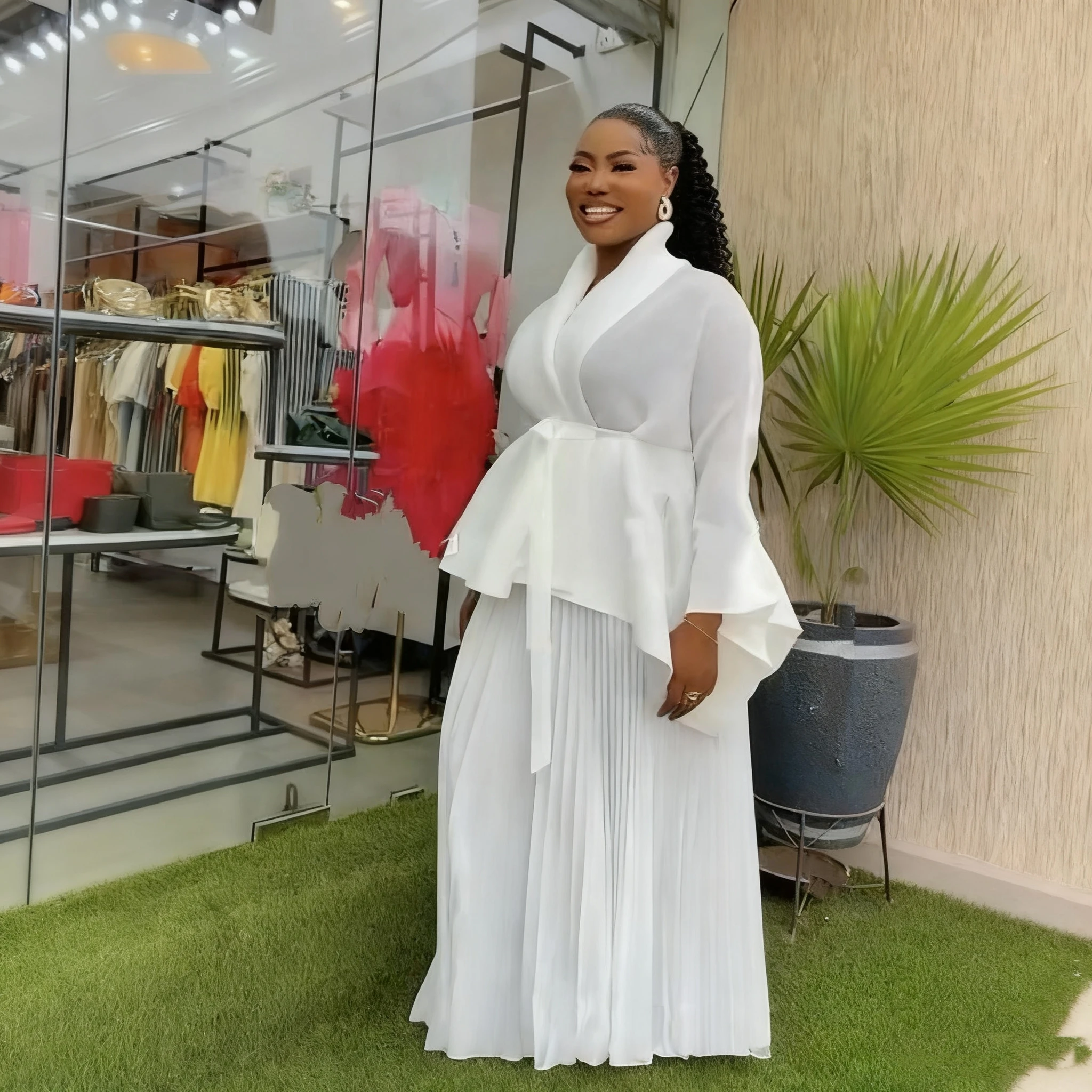 

Платье Miyaki Комплект из двух частей юбки больших размеров с асимметричным топом + плиссированной юбкой, кардиган с цветными блоками, рукавами «летучая мышь», поясом, приталенным крой, модным и элегантным для светских