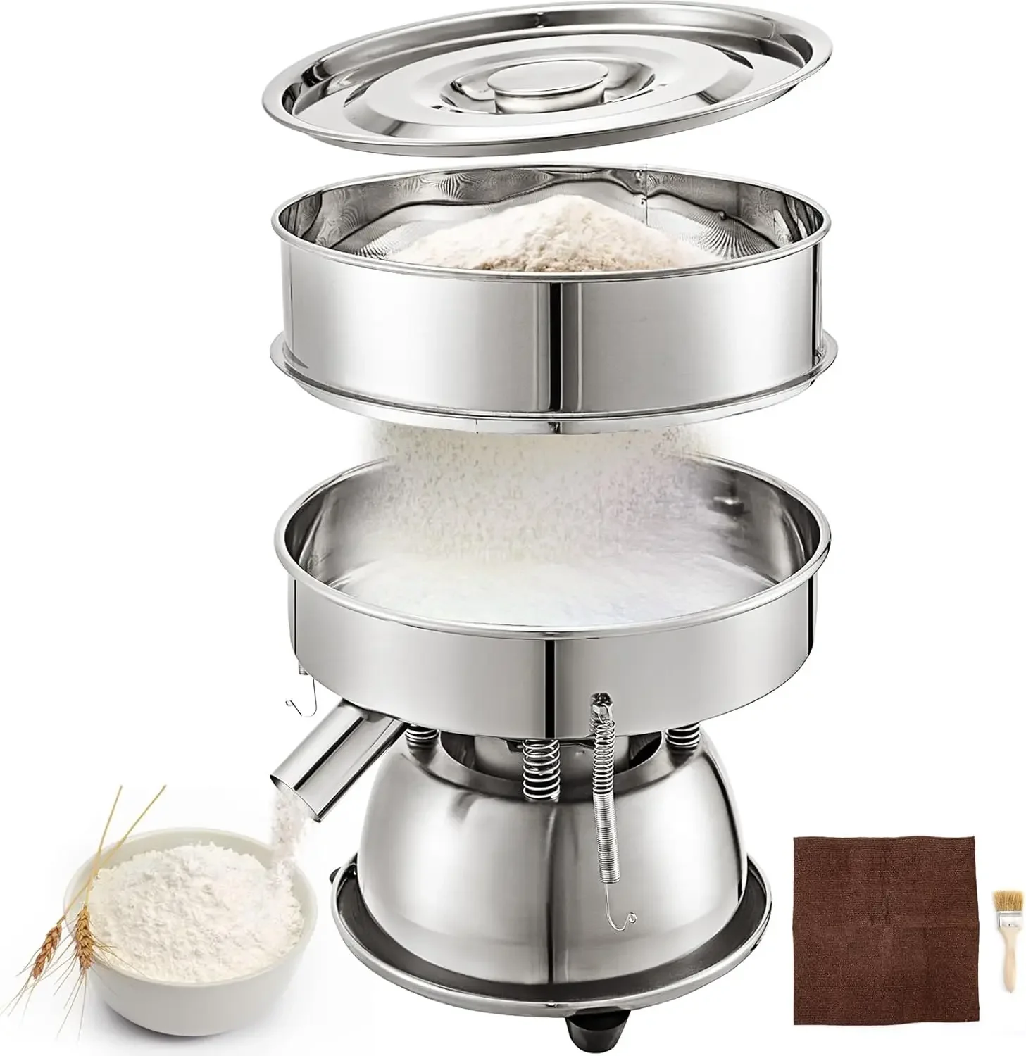 Automatic Sieve Shaker Included 12 Mesh + 80 Mesh Flour Sifter Electric Vibrating Sieve Machine 110V 50W Sifter