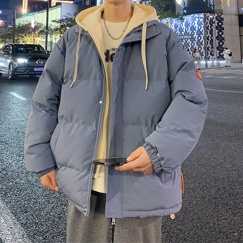 

2025 New Winter Men's Faux Two-Piece Hooded Warm Cotton Jacket, American-Style Loose Casual Versatile Trendy Coat