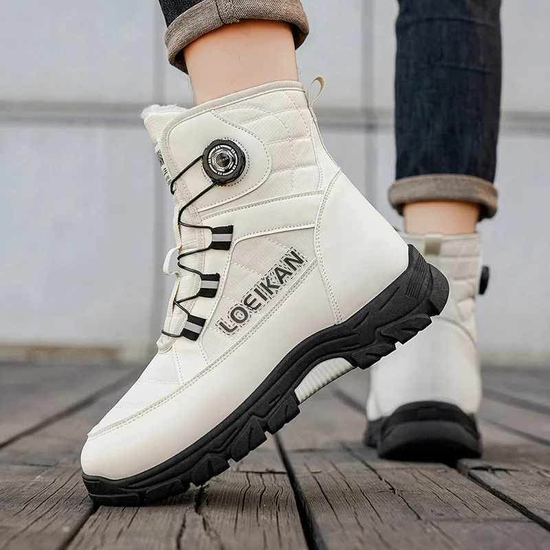 الشتاء أفخم الرجال دراجة نارية الأحذية الروتاري مشبك عالية أعلى السائقين أحذية للرجال حذاء من الجلد في الهواء الطلق الدافئة المخملية الثلوج الأحذية رجل