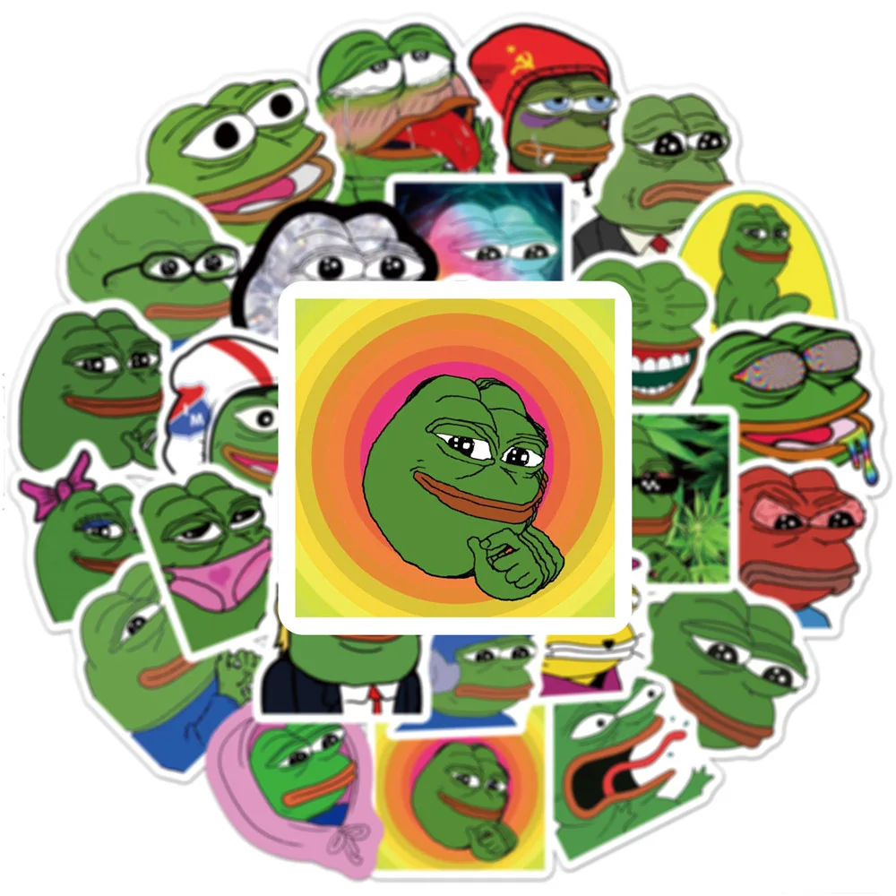 10/30/50PCS Spoof Pepe Sad Frog Cartoon Graffiti Stickers per Laptop frigorifero moto Skateboard Phone Sticker giocattoli per bambini