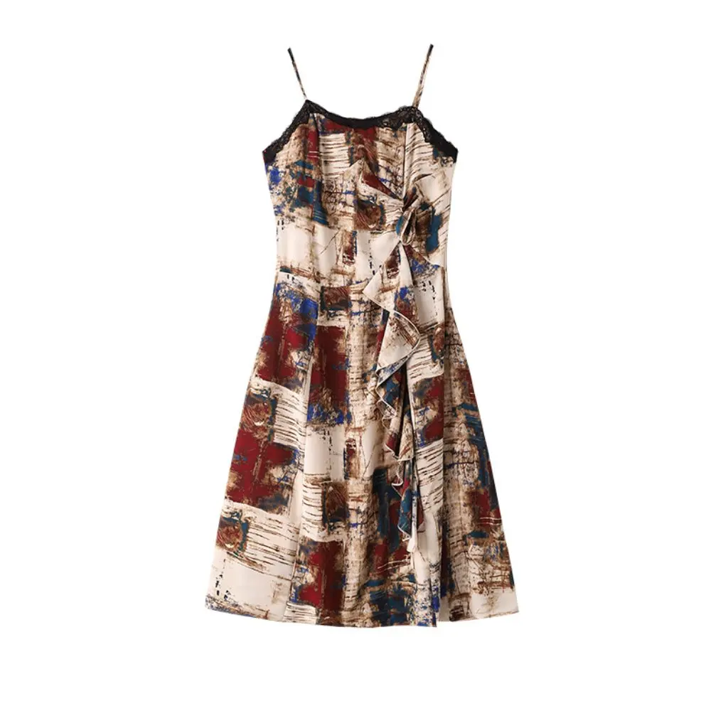 

Очень большое женское платье с воланами в стиле ретро для полных девочек, весна-осень, новый стиль, платье на подтяжках с ветром