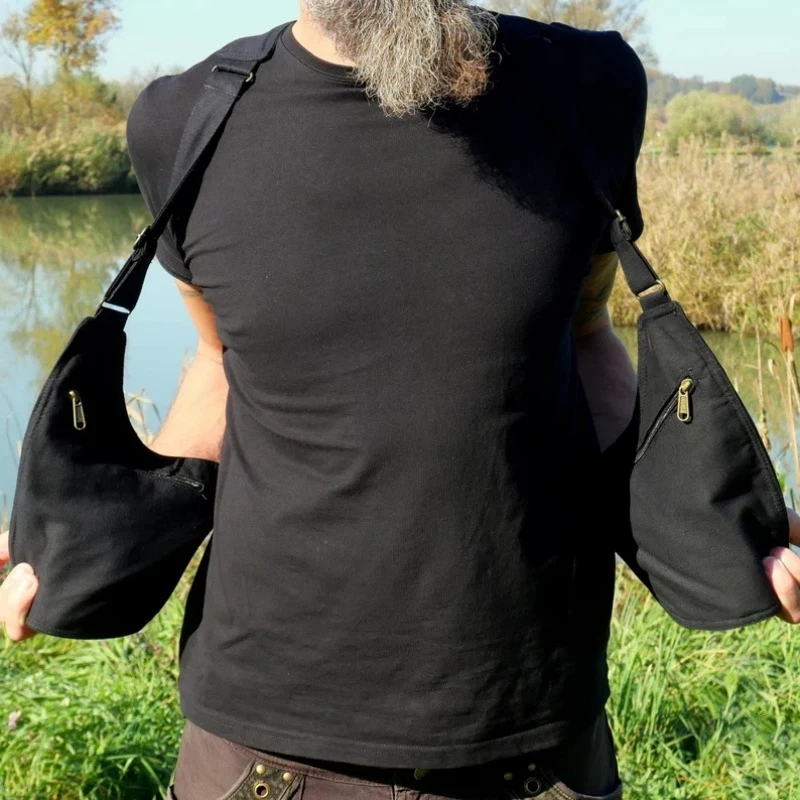 Retro anti-roubo saco alça de ombro dupla multi-bolso ao ar livre multi-purpose masculino feminino sacos de axila novo