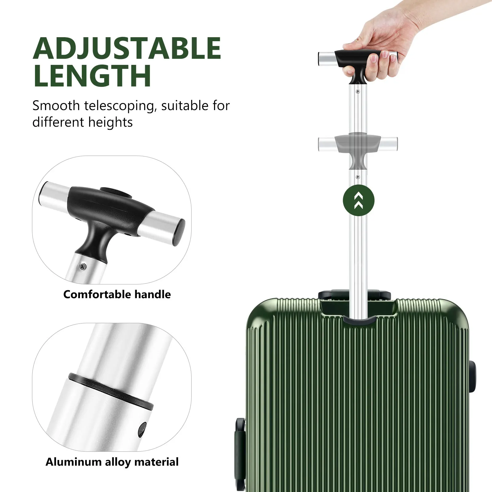 1pc Portable Aluminum Alloy Travel Luggage Accessories Luggage Telescopic Handle Luggage Handle Replacement Telescoping Handle