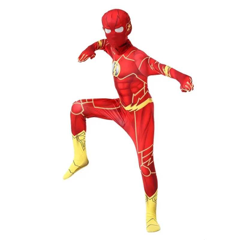 SN88 Supereroe Flash Cosplay Anime Costumi di Halloween per bambini Zentai Masquerade Tute Alien Party Festival Dress Vestito da film