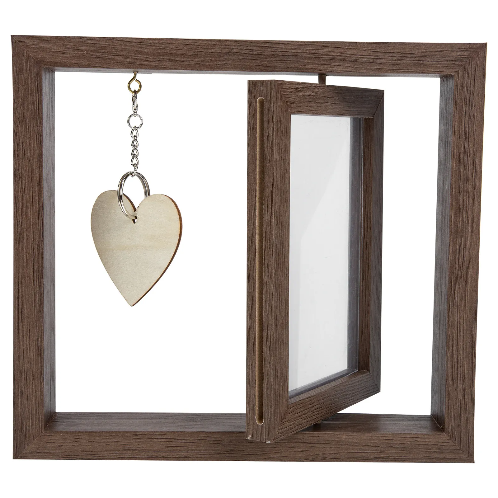 Rotating Picture Frame Wooden Double-Sided Photo Display Stand for Grandpa Photos Rustic Modern Home Decor Art Gallery Coffee