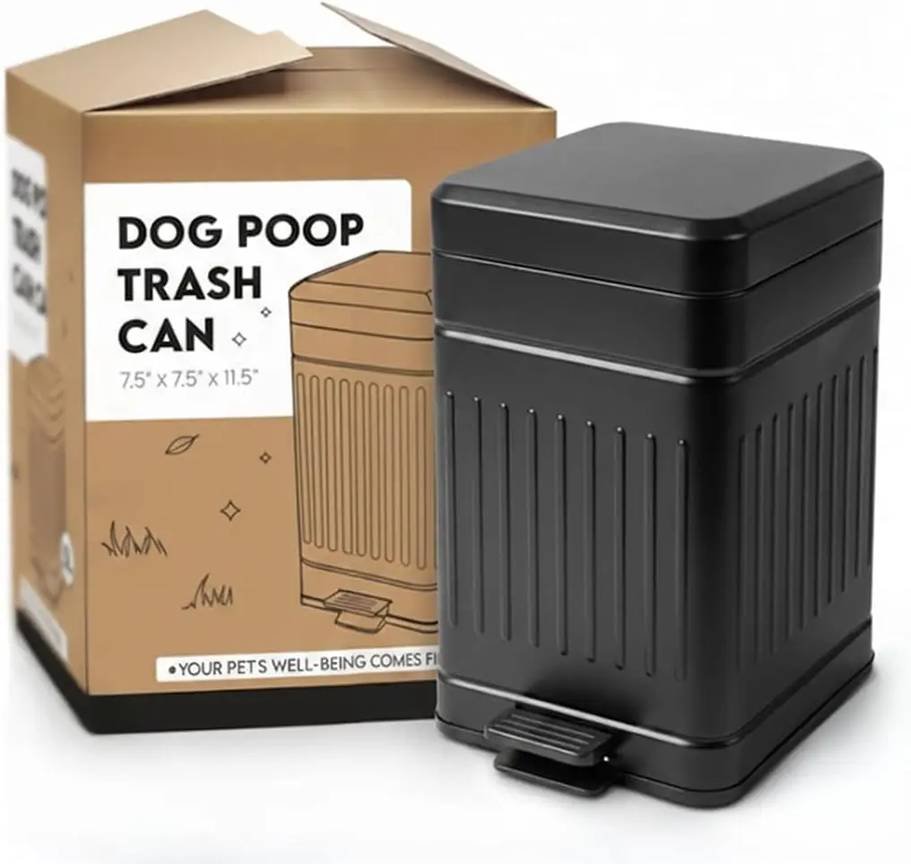 

Мусорное ведро для собачьих отходов из нержавеющей стали с контролем запаха, 1,3 галлона, уличный контейнер для уборки за питомцами с крышкой