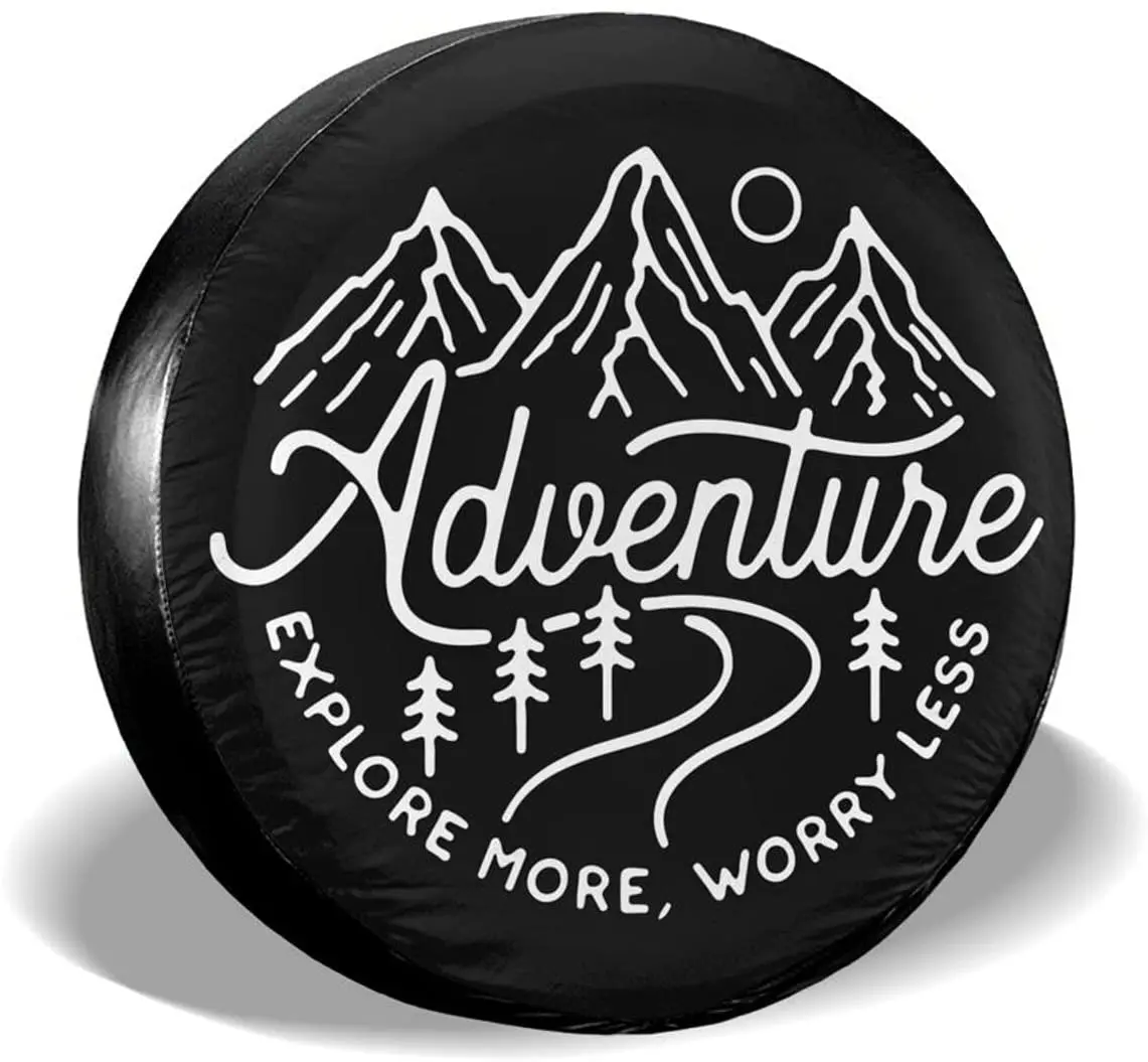 

cozipink Adventure Awaits Spare Tire COVER CAR Camping Wheel Protectors Weatherproof Universal for Trailer Rv SUV Truck