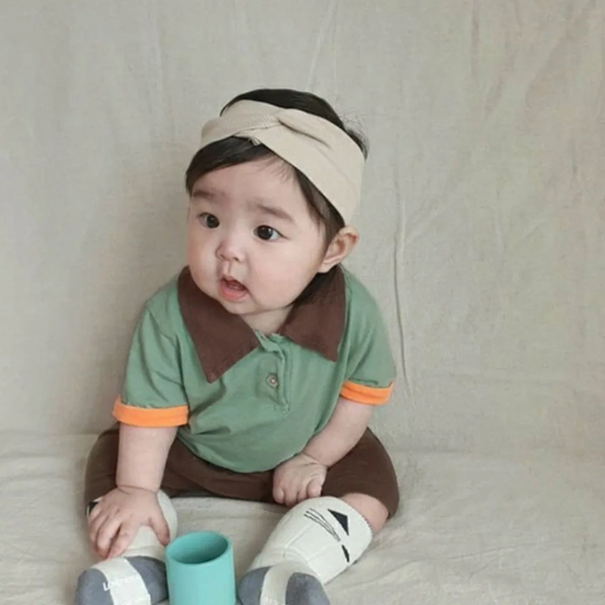 2026 Summer New Baby Short Sleeve T Shirts Cute Boys Patchwork Tee Infant Girls Cotton Lapel Tops Toddler Clothes