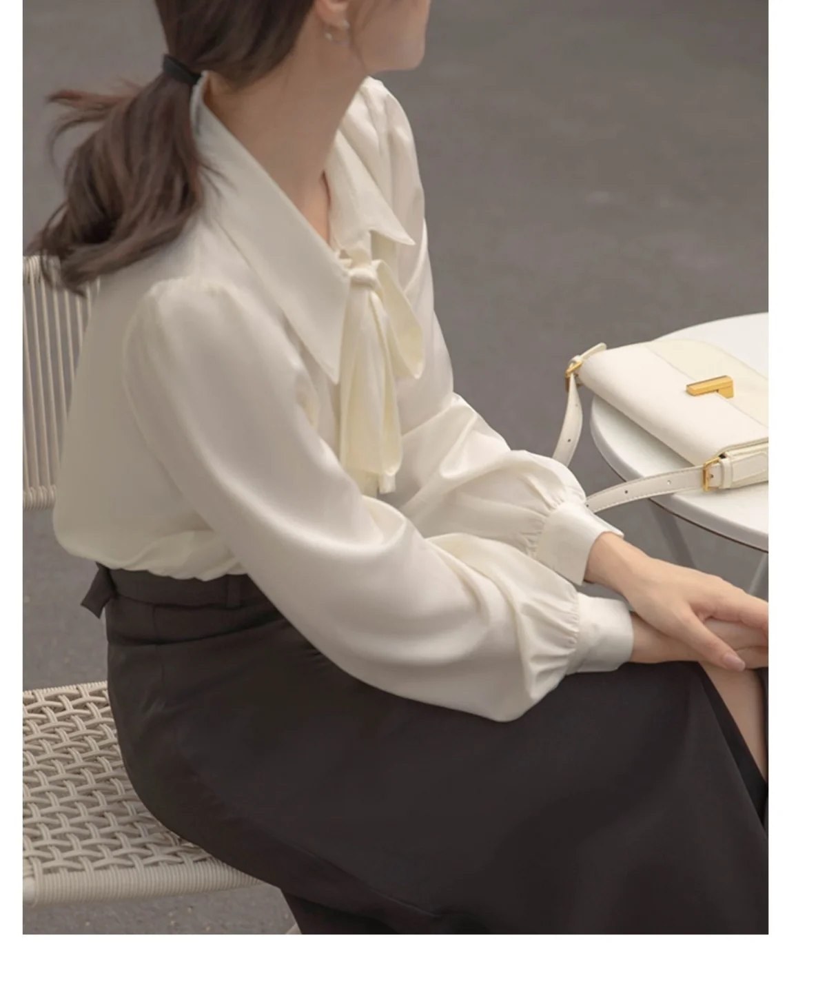 قمصان نسائية طويلة الأكمام من الشيفون بأزرار سفلية، تصميم محايد كبير الحجم، مريح مناسب للخريف، مريح للاستخدام اليومي