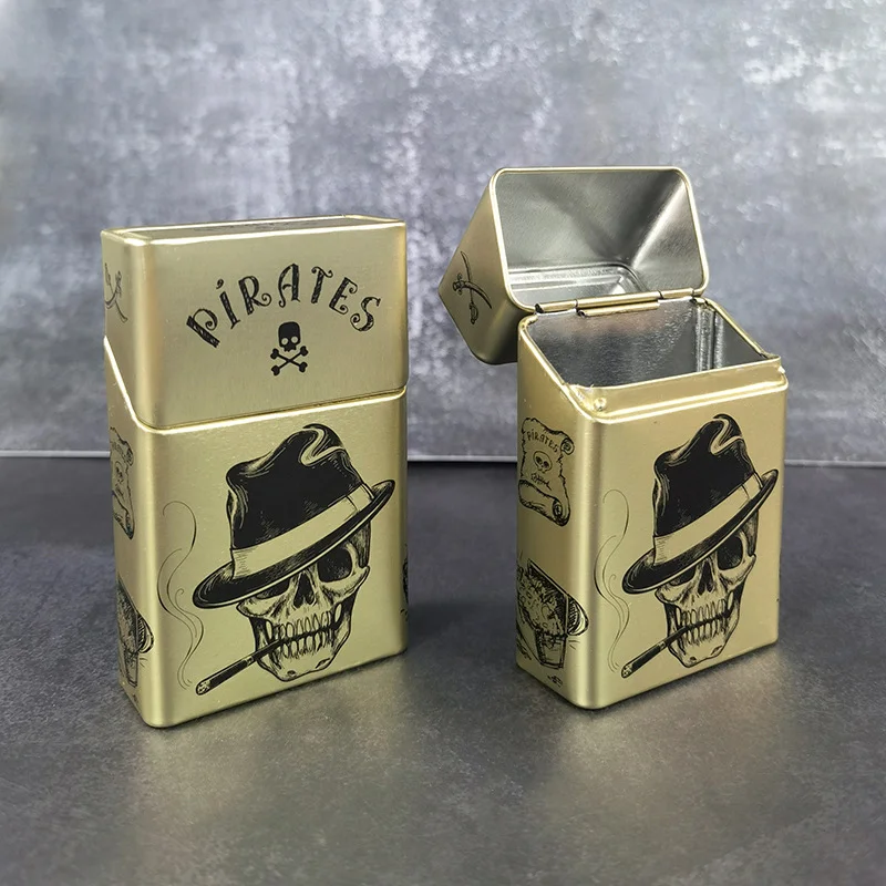 Creative Metal Cigarette Box Iron Cigar Cigarette Tobacco Case Holder Pocket for 20 Cigarettes Smoking Accessories for Men\'s