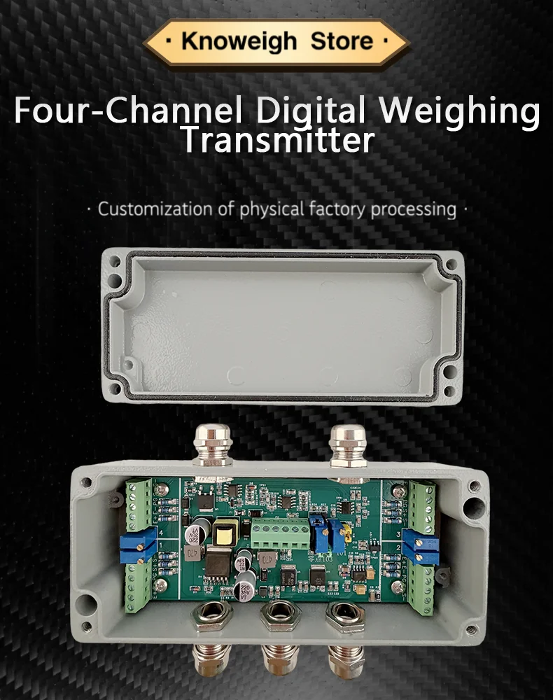 4-Kanal-Wägezellenverstärker, analoger Wägeübertrager 0-10V 4-20mA, 4-in-1-out Sensor-Signalkonverter, Aluminiumgehäuse – Detail 1