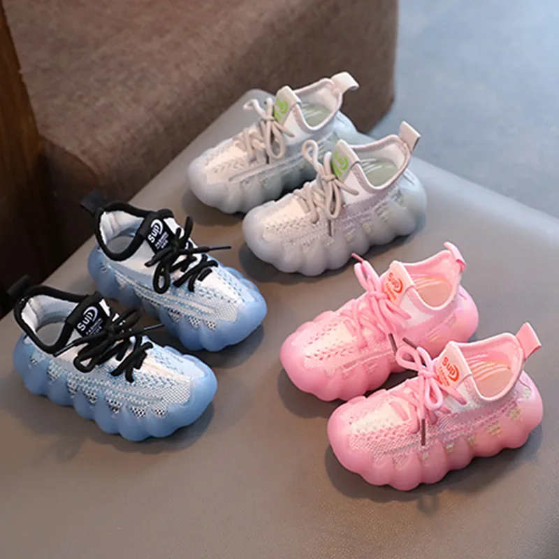 

New Style Children's Shoes For Children Aged 1-3-5 Years Old Toddler Shoes Fly-knit Sports Shoes Breathable Non-slip Slip-ons