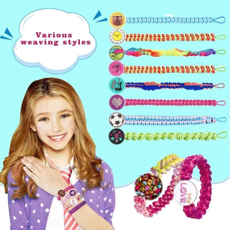 Beads Toys Hair Braider Device Girl Play House Creative Beaded Hair Bracelet Toy Necklace Making Kit Wig Comb Dressing Toy Gifts