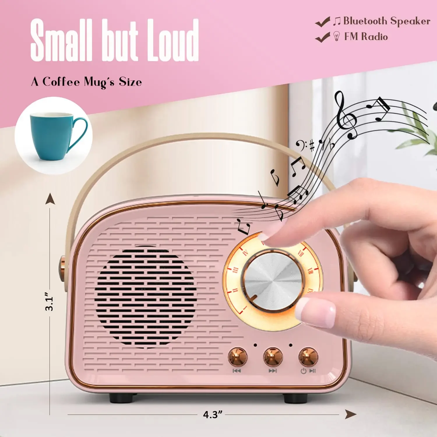 

New Retro Bluetooth Speaker, Cute Mini Speaker with FM Radio, Portable Wireless Speaker with TWS Music Player Hifi Stereo TF USB