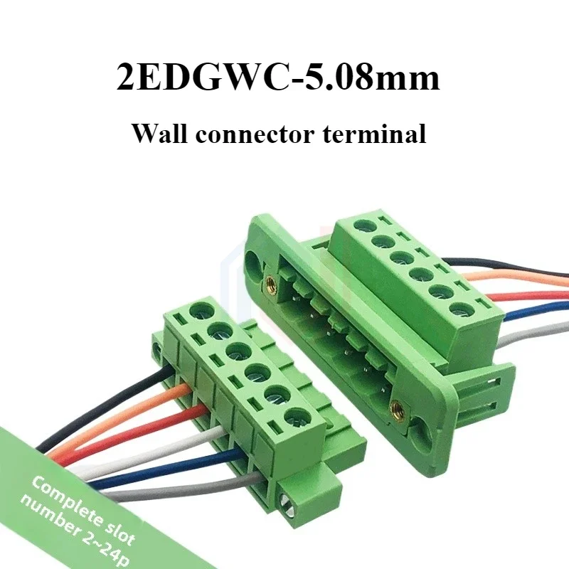 Through-wall Fixed Panel 2EDGWC 5.08mm 2P3P4P5P6P7P8P9P10P-24P Solder-Free Butt Band Flange Frame Plug-in Terminal Connector