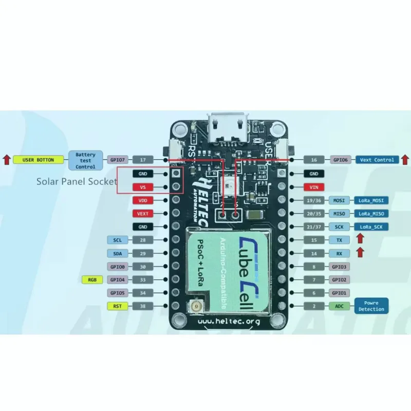 Módulo CubeCell-Dev-Board V1 V2/desarrollo IoT 433/868/915MHZ para sensores Arduino/Lora Node Lora ASR650x IP67