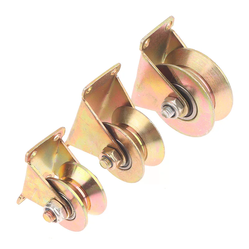 1 Piece U/V Shaped Home Hardware Rigid Caster Track Wheel Bearing Pulley Plating Color Steel Sliding Door Rollers