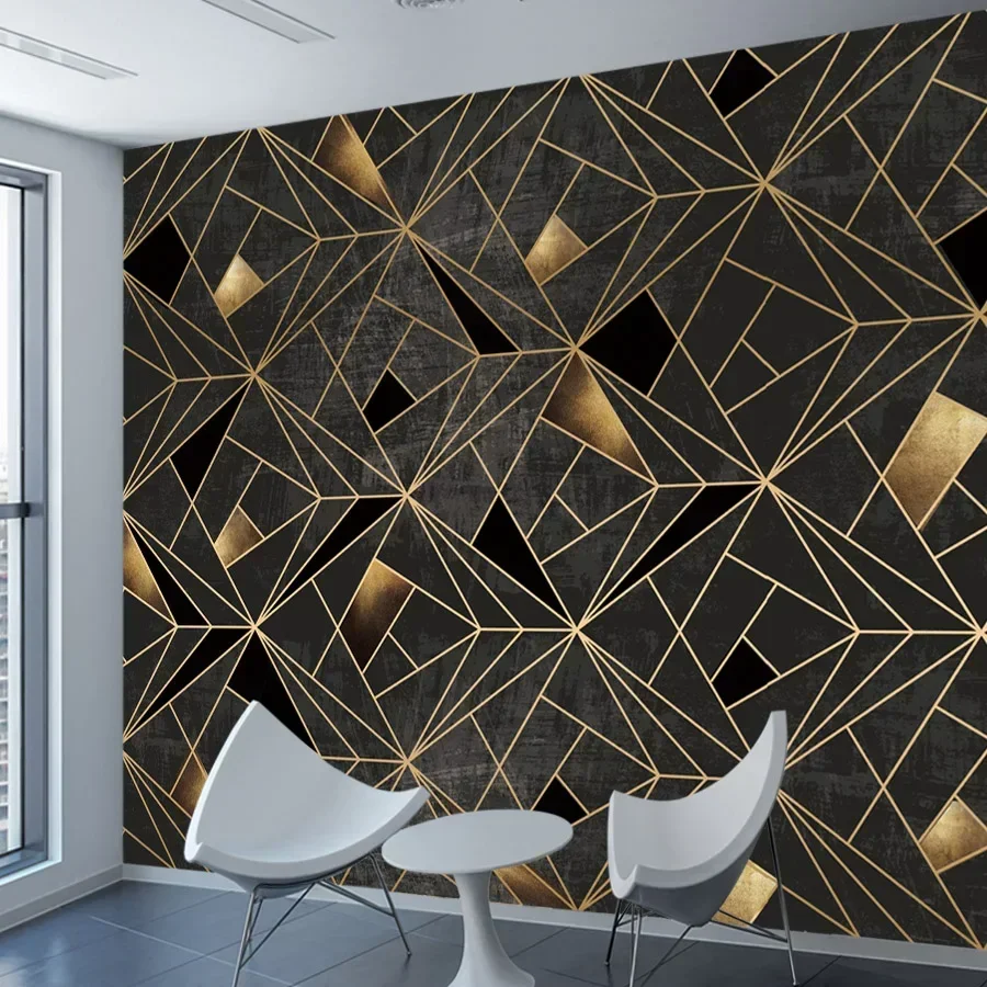 

Современные контактные обои с геометрической геометрией черного золота, домашний декор, виниловые обои для гостиной, спальни, настенные панели