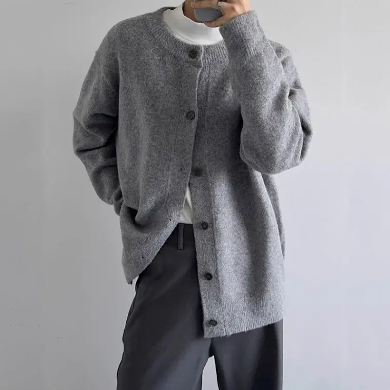 

Cleanfit Vintage Versatile Loose round Ne Knitted Open Cardigan Sweater Men Lazy Sle Soft Outerwear Autumn Winter