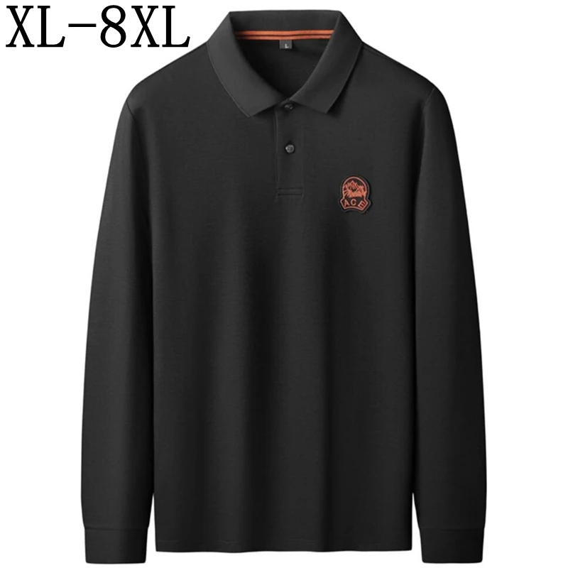 

8XL 7XL 6XL 2024 New Design High End Luxury Polo Shirt Men Tops Fashion Embroidery Mens Shirts Long Sleeve Loose T-Shirt Homme