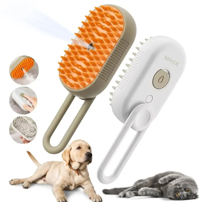 

3-in-1 Dog Hair Brush Cat Hair Brush Electric Pet Cleaning Brush Steam Spray Brush Massage Hair Removal Comb Anti Flying Brush