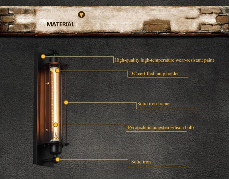 Retro Industrial style Iron Wall Light Corridor Staircase Restaurant Loft Bedroom Lamp Bedside House Decor Indoor LED Lighting