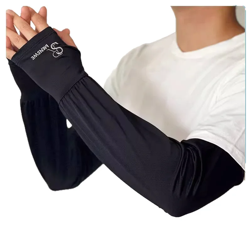 

Мужские удлиненные и расширенные рукава из ледяного шелка, летние рукава для защиты от солнца и УФ-излучения при езде на велосипеде на открытом воздухе