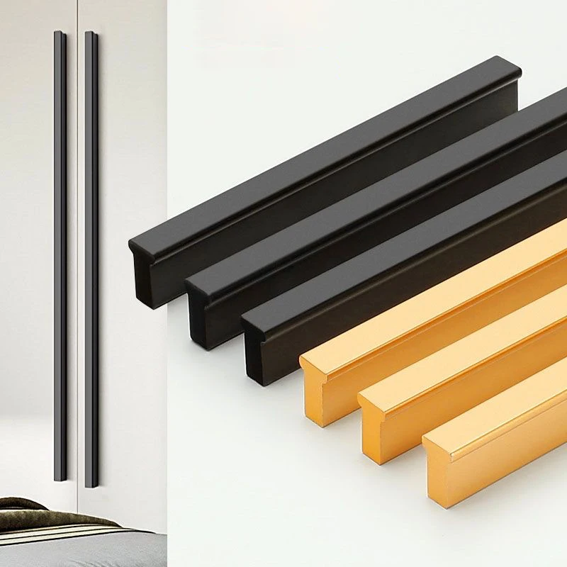 2pcs 600mm 800mm 1200mm Long Black Aluminum Cabinet Handles Drawer Pulls Knobs Bedroom Door Handle Furniture Hardware